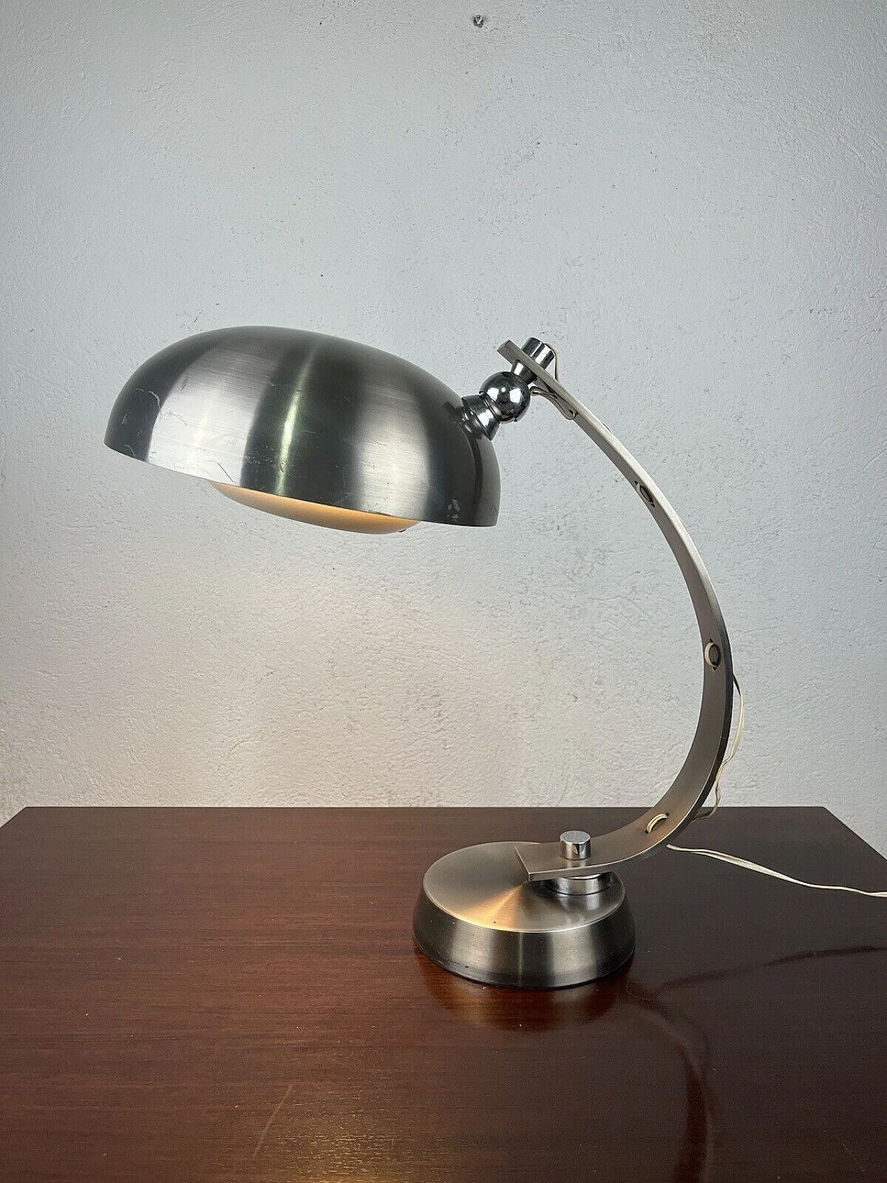 Satin aluminum table lamp, 1960s 12