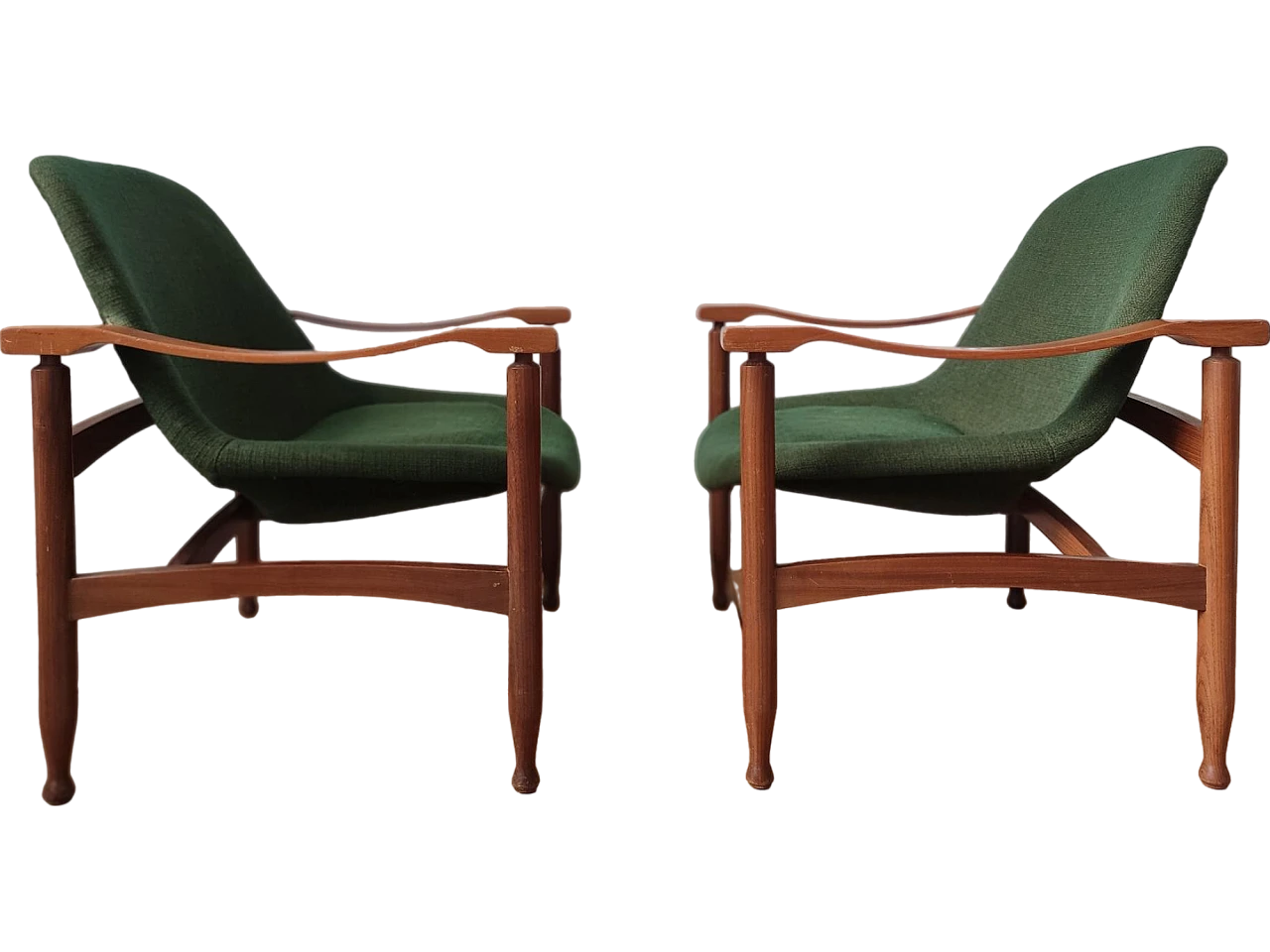 Pair of wooden Tiki Arm chairs by Busnelli, 1960s 9