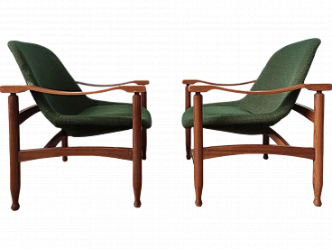 Pair of wooden Tiki Arm chairs by Busnelli, 1960s