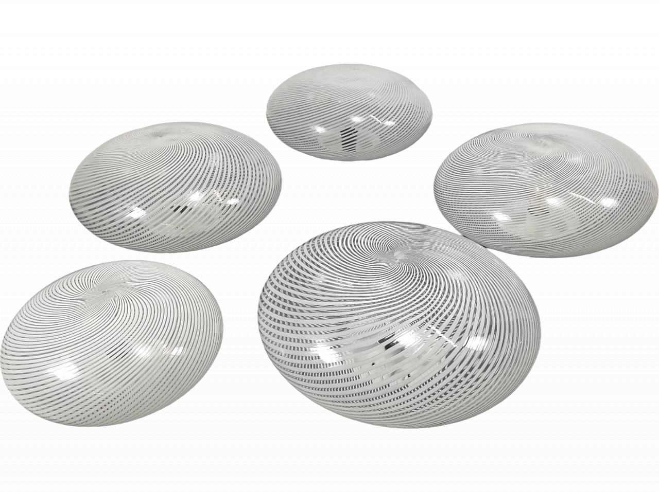 5 Murano glass ceiling lamps by Venini, 1950s 10