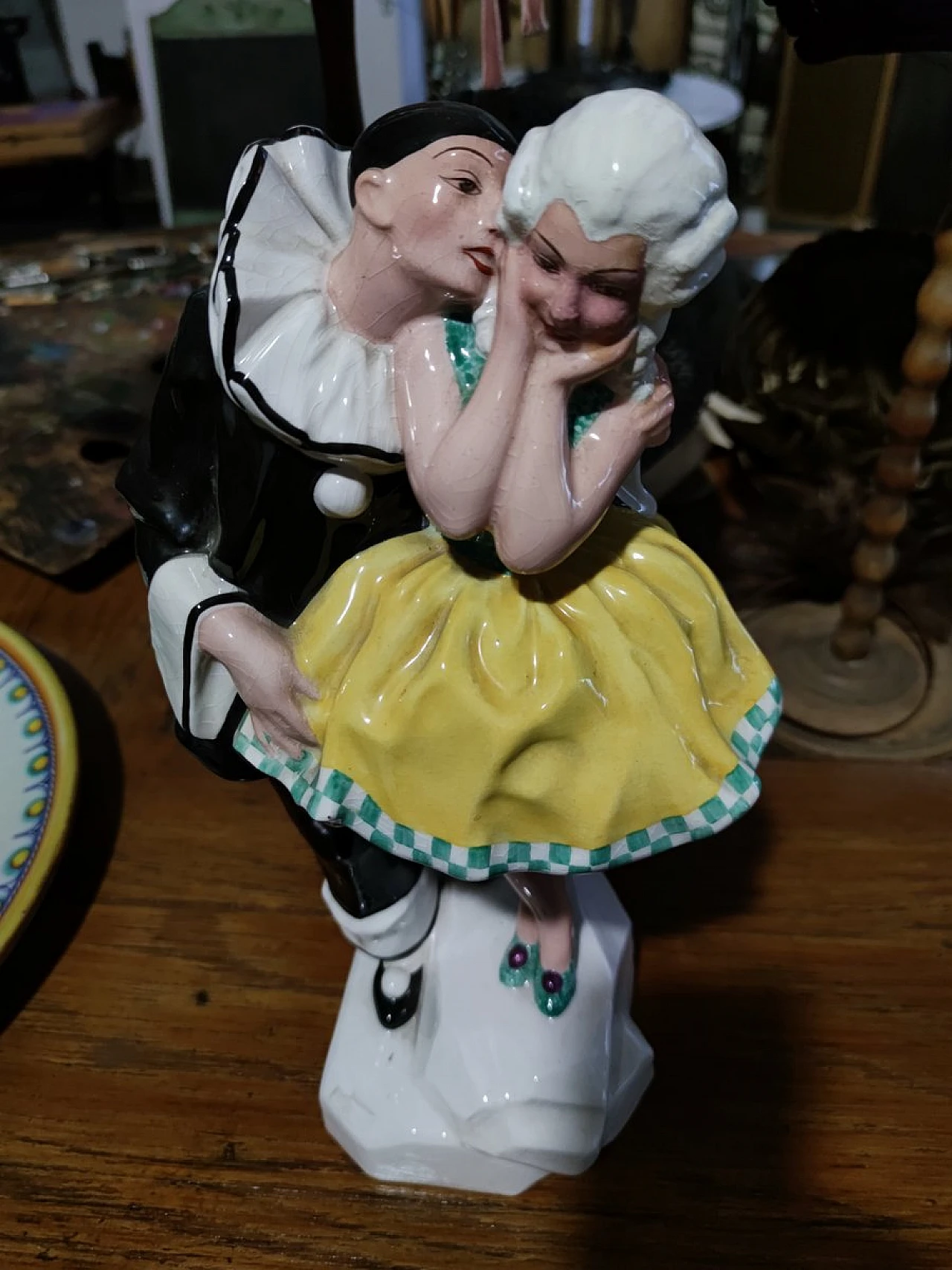 Ceramic Pierrot and Columbine by Jihokera Bechyne, 1950s 1