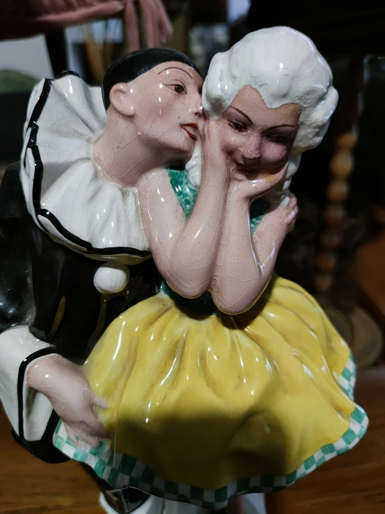 Ceramic Pierrot and Columbine by Jihokera Bechyne, 1950s 3