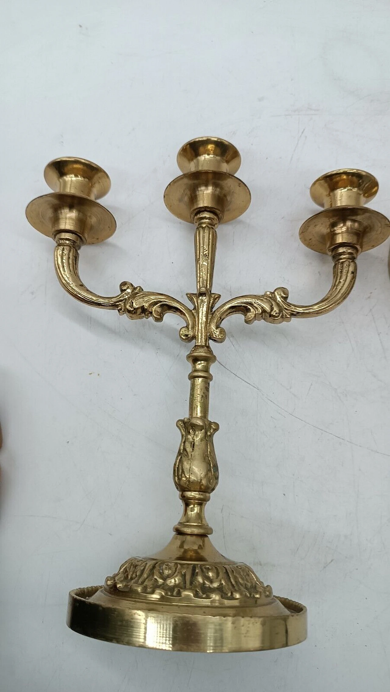 Pair of gilded bronze three-light candelabra 5