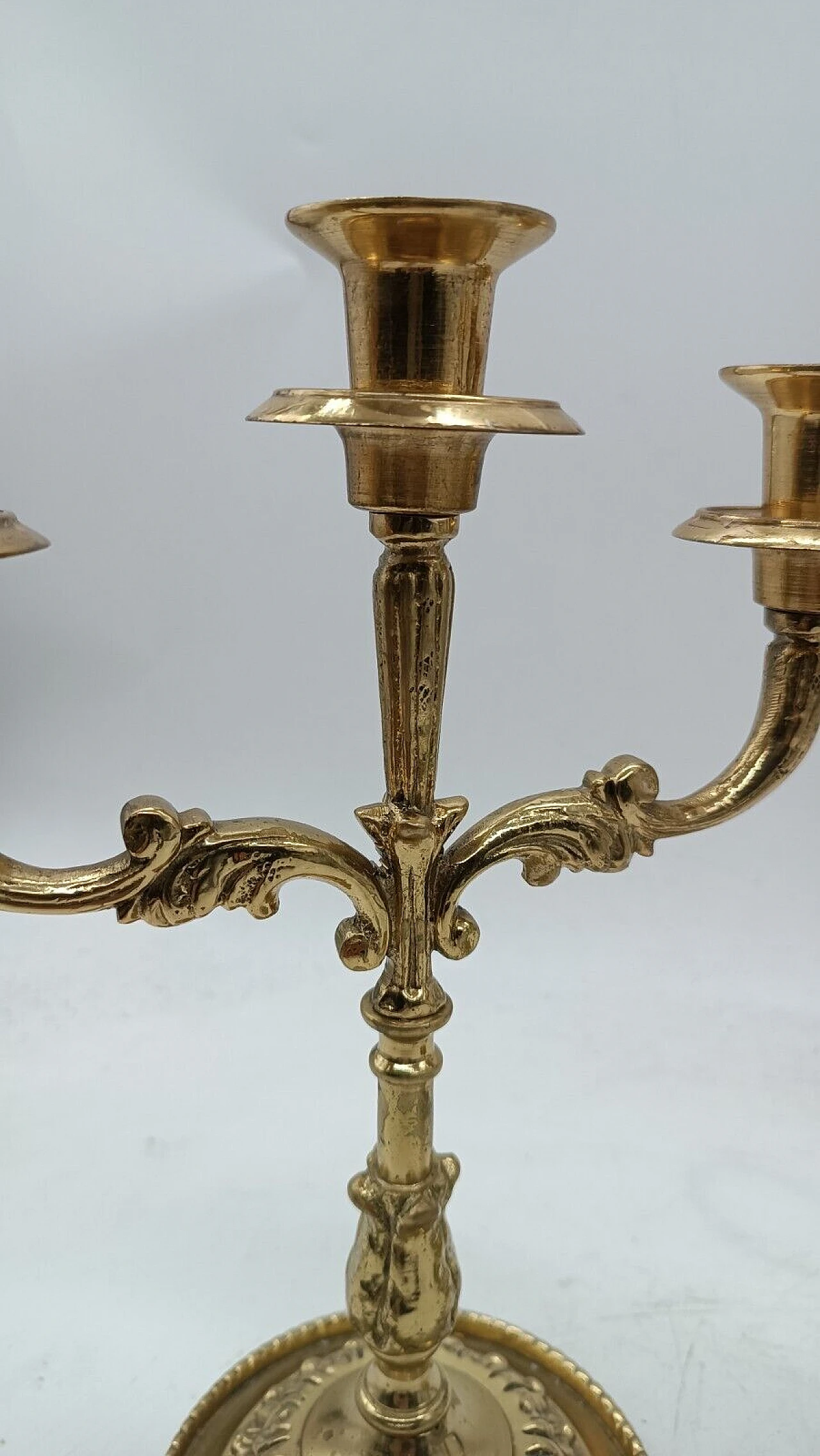 Pair of gilded bronze three-light candelabra 6