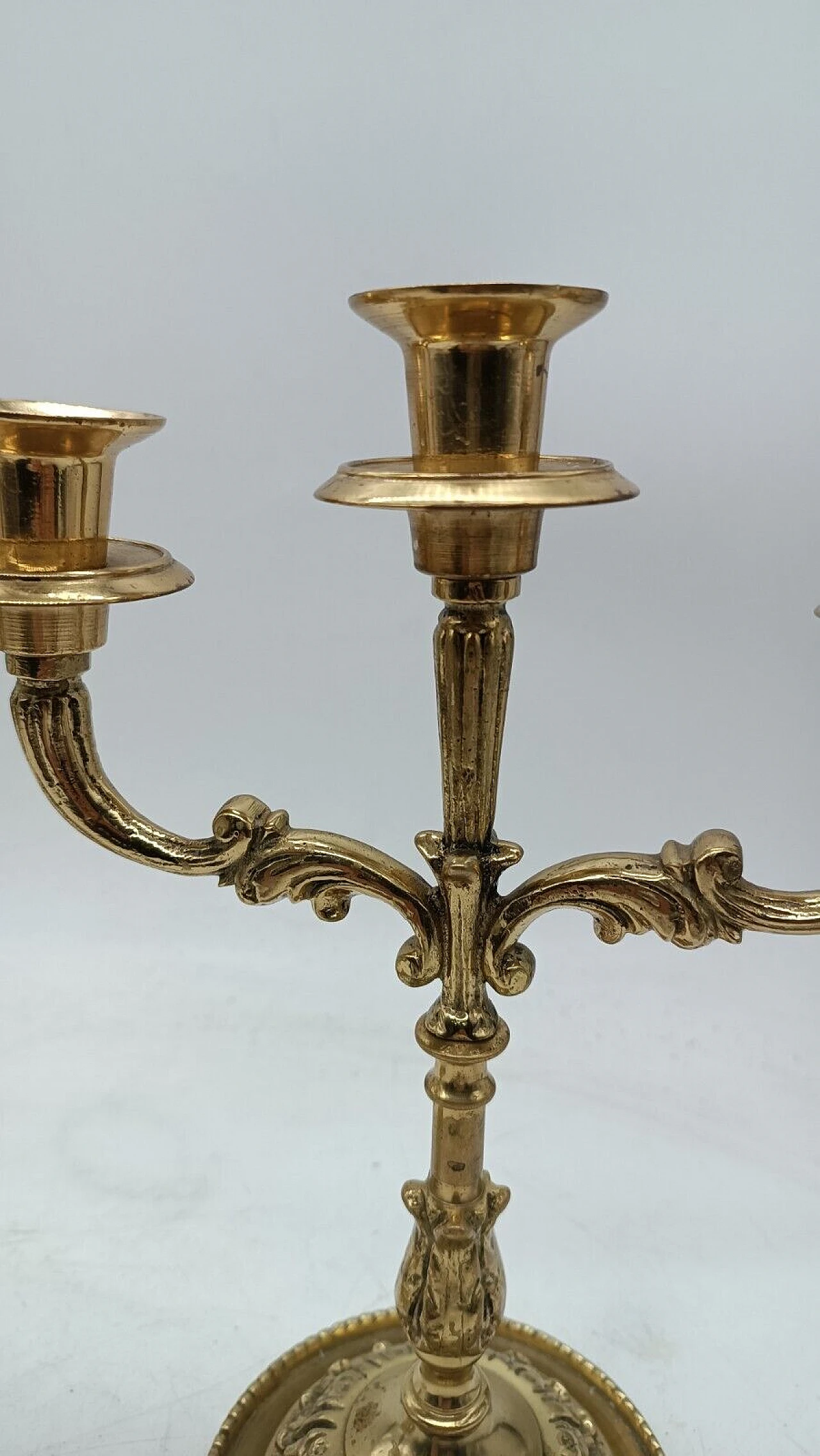 Pair of gilded bronze three-light candelabra 7