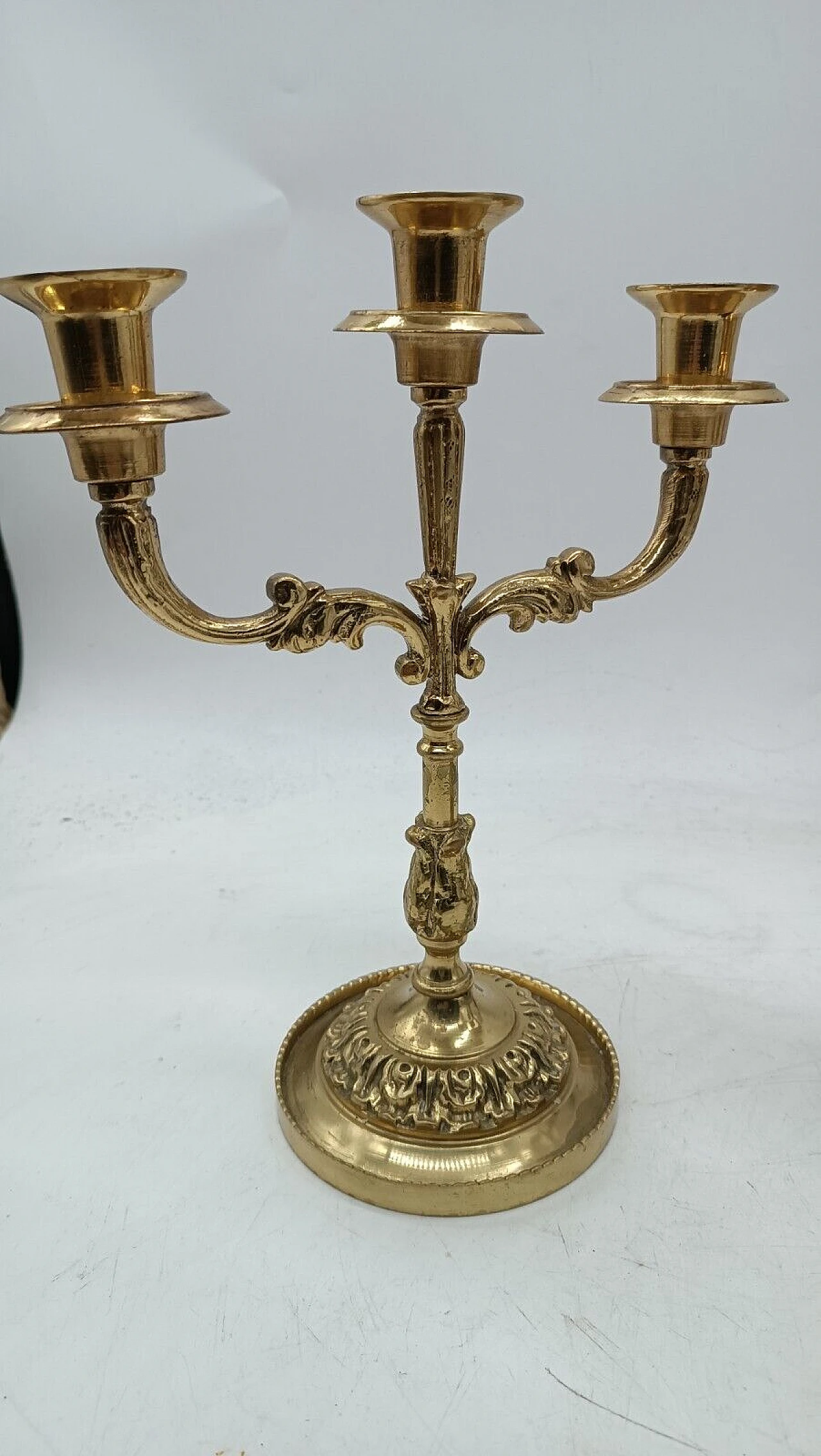 Pair of gilded bronze three-light candelabra 9