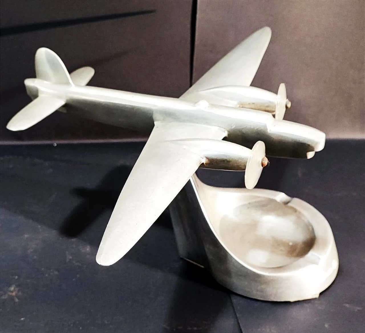 British aluminum airplane model, 1940s 1