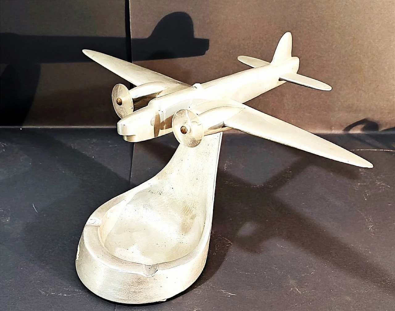 British aluminum airplane model, 1940s 3