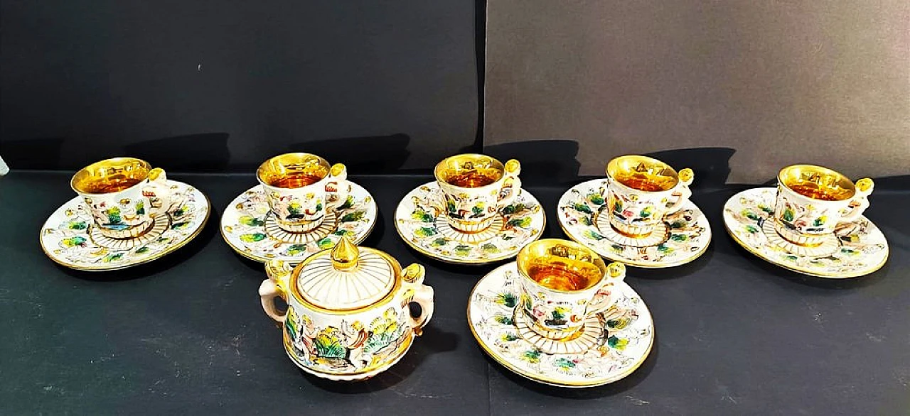 Coffee service in white & gold Capodimonte porcelain, 1950s 1