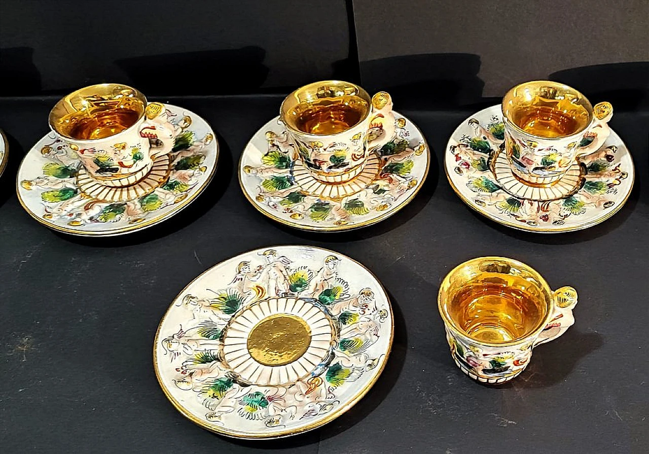 Coffee service in white & gold Capodimonte porcelain, 1950s 2