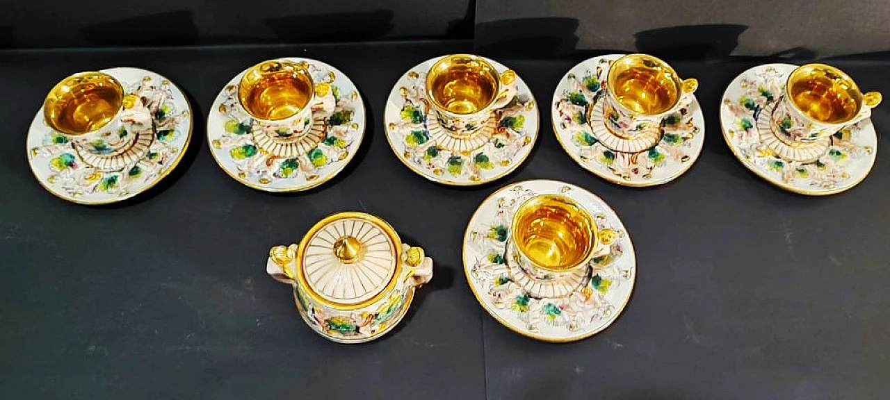 Coffee service in white & gold Capodimonte porcelain, 1950s 4