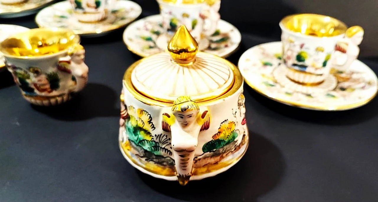 Coffee service in white & gold Capodimonte porcelain, 1950s 5