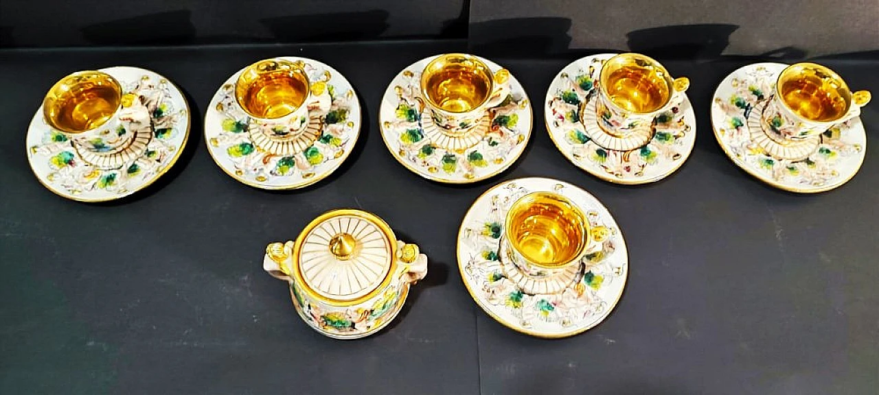 Coffee service in white & gold Capodimonte porcelain, 1950s 6