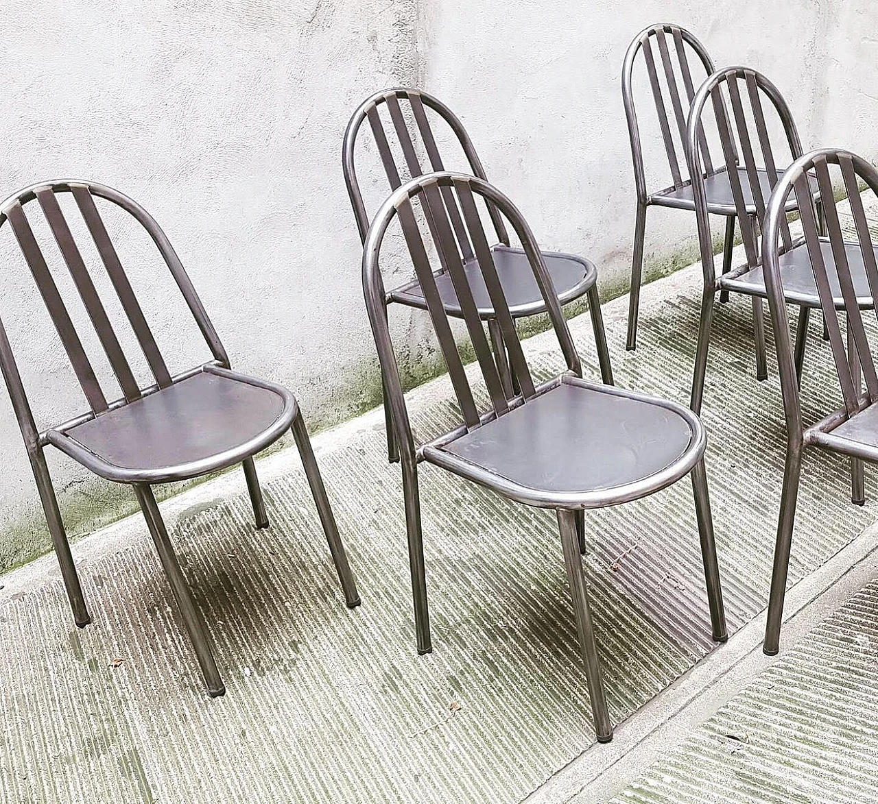 6 Dining chairs in iron by Robert Mallet-Stevens, 1950s 3