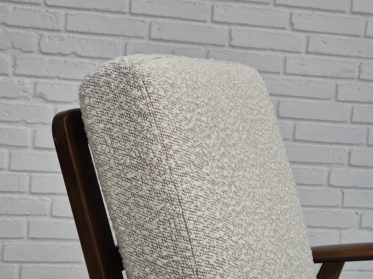 Danish beech and fabric armchair, 1960s 4