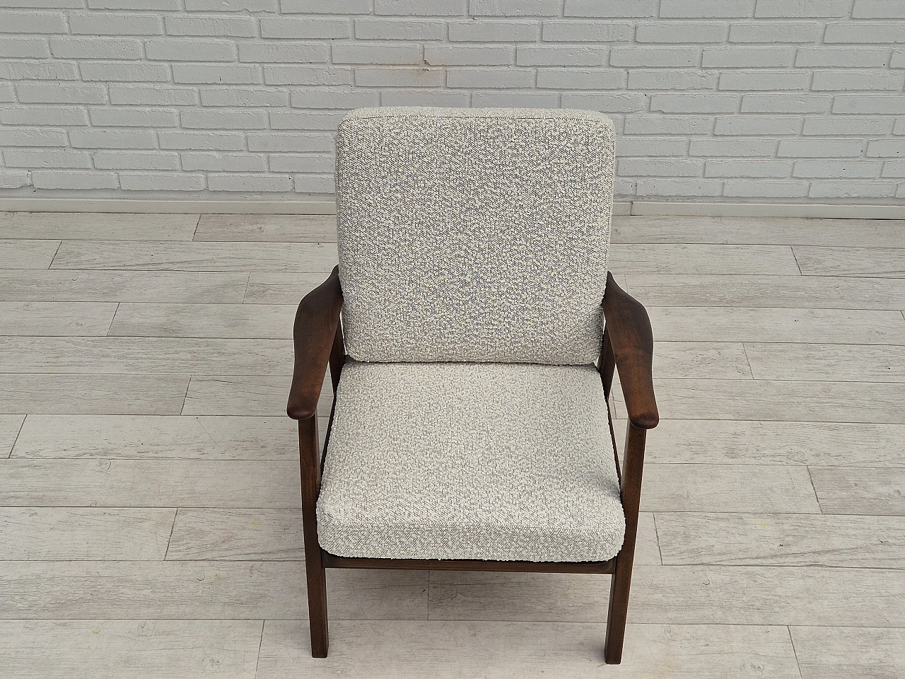 Danish beech and fabric armchair, 1960s 6