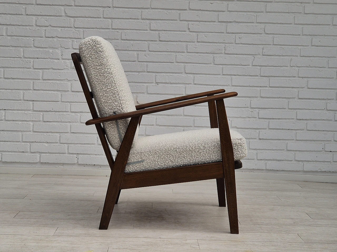 Danish beech and fabric armchair, 1960s 7