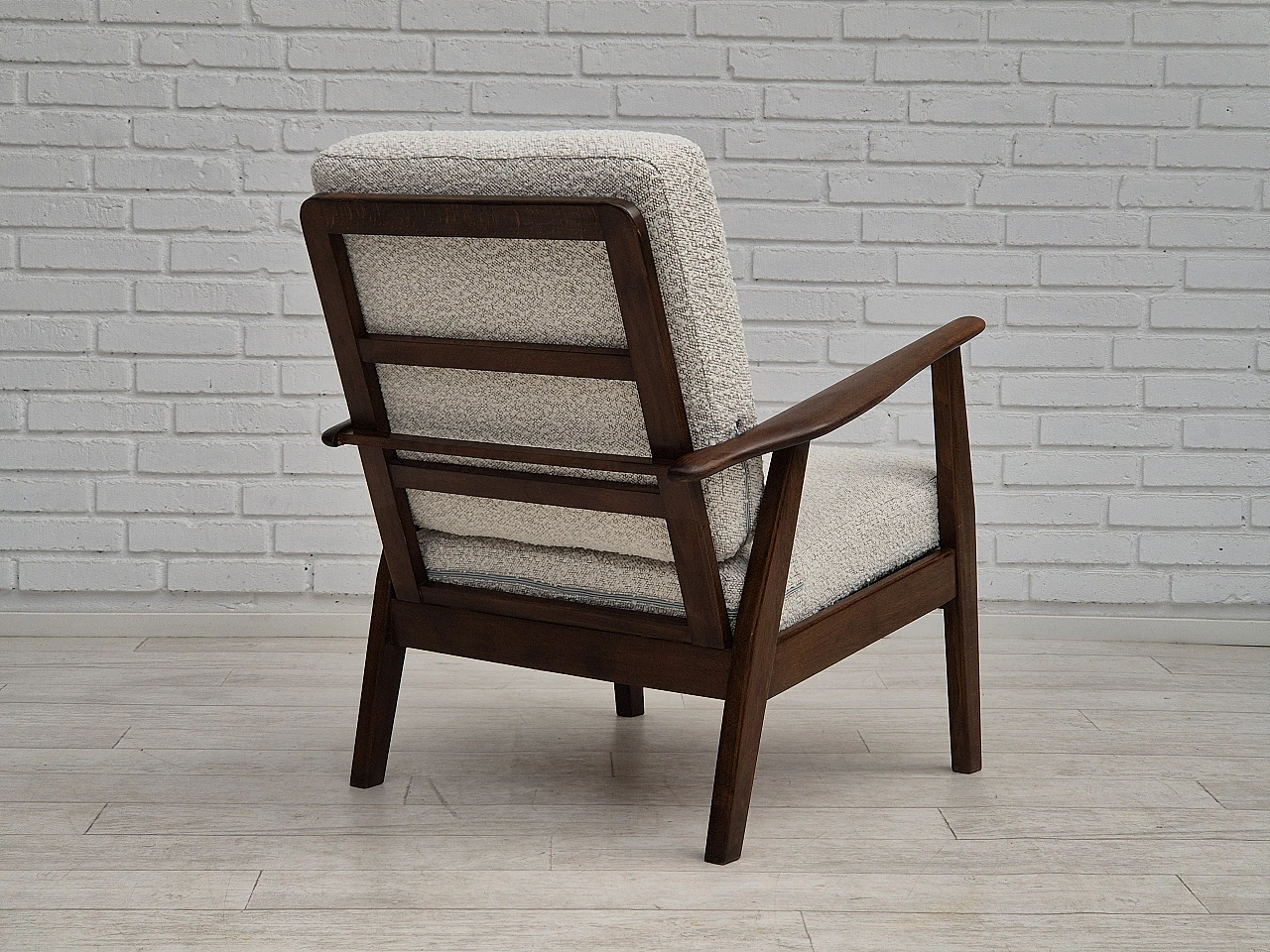 Danish beech and fabric armchair, 1960s 10