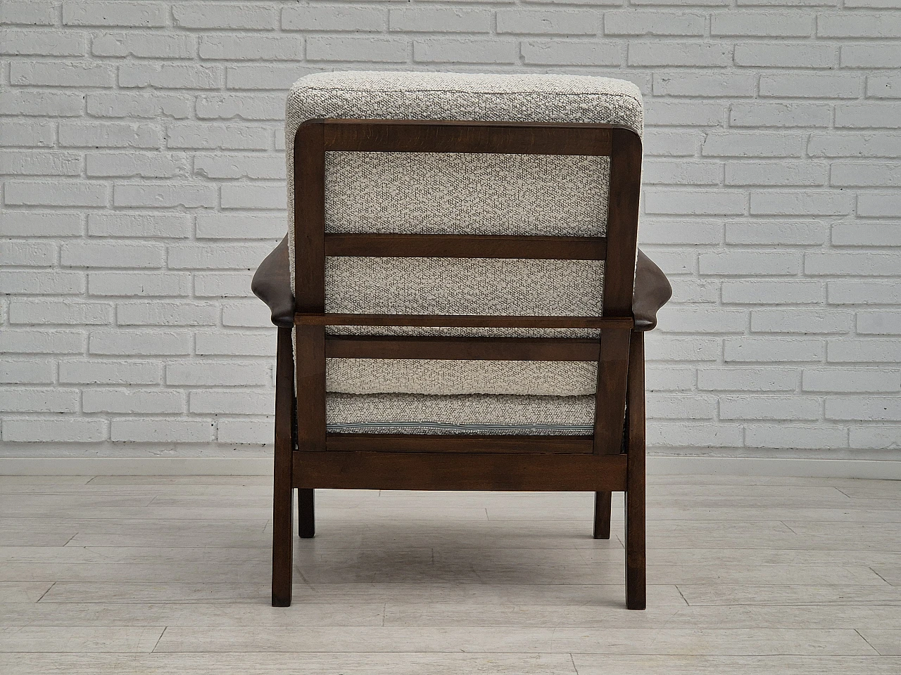 Danish beech and fabric armchair, 1960s 11