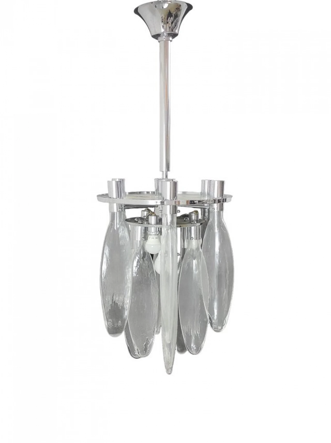 Cascade chandelier in Murano glass & steel by Mazzega, 1970s 1