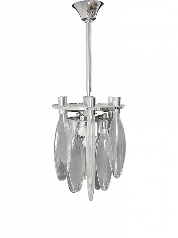 Cascade chandelier in Murano glass & steel by Mazzega, 1970s