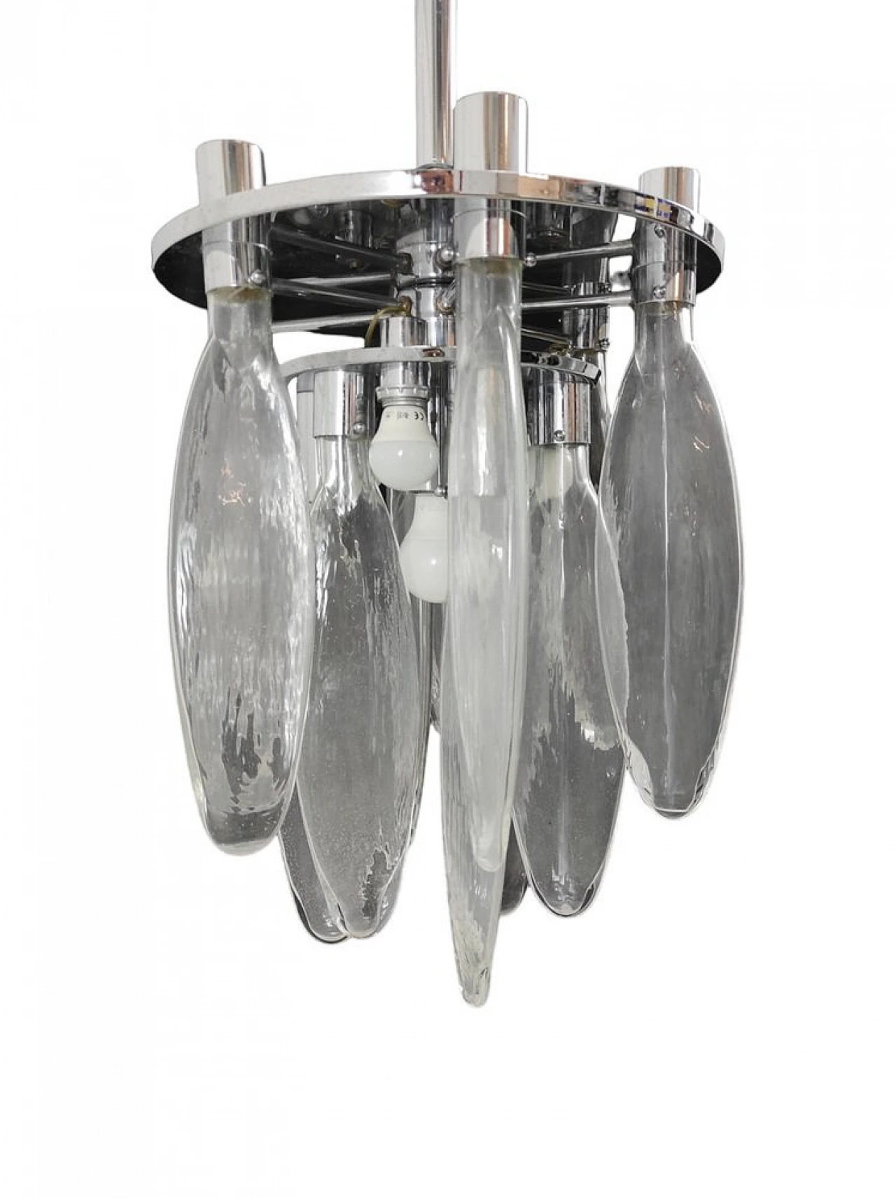 Cascade chandelier in Murano glass & steel by Mazzega, 1970s 2