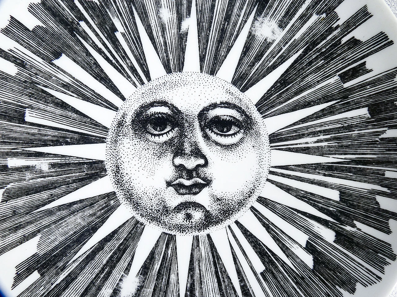 6 Piatti Soli e Lune in porcellana di Piero Fornasetti, anni '70 5