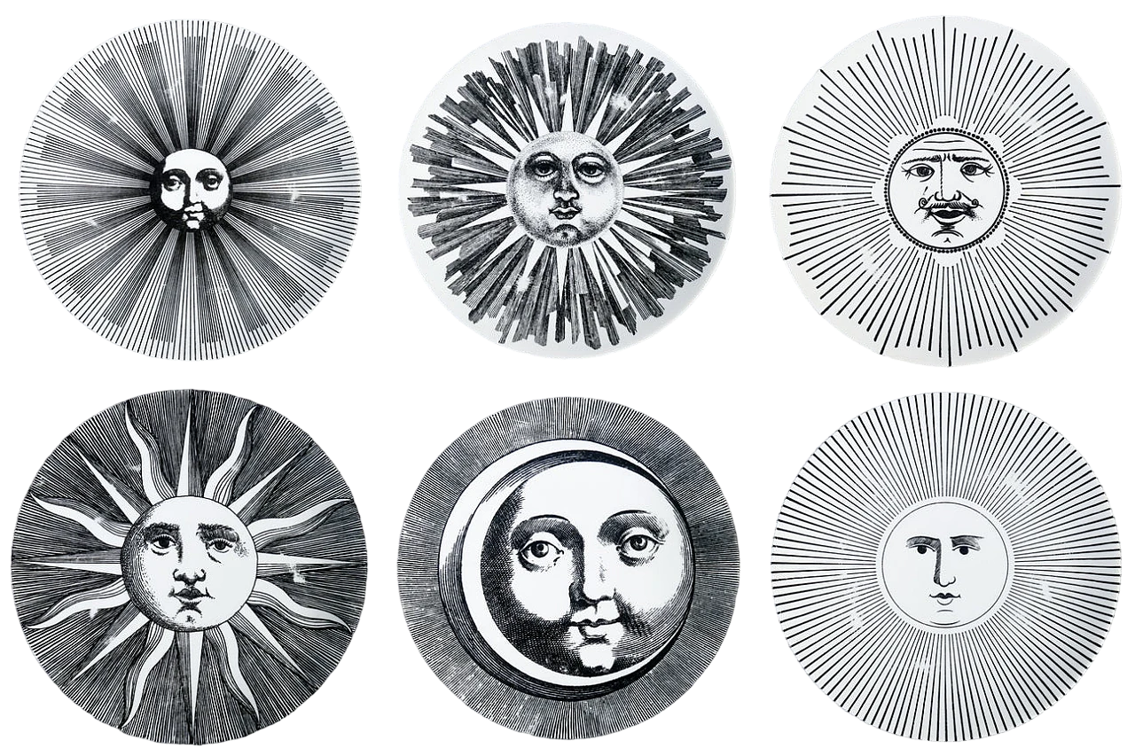 6 Piatti Soli e Lune in porcellana di Piero Fornasetti, anni '70 21