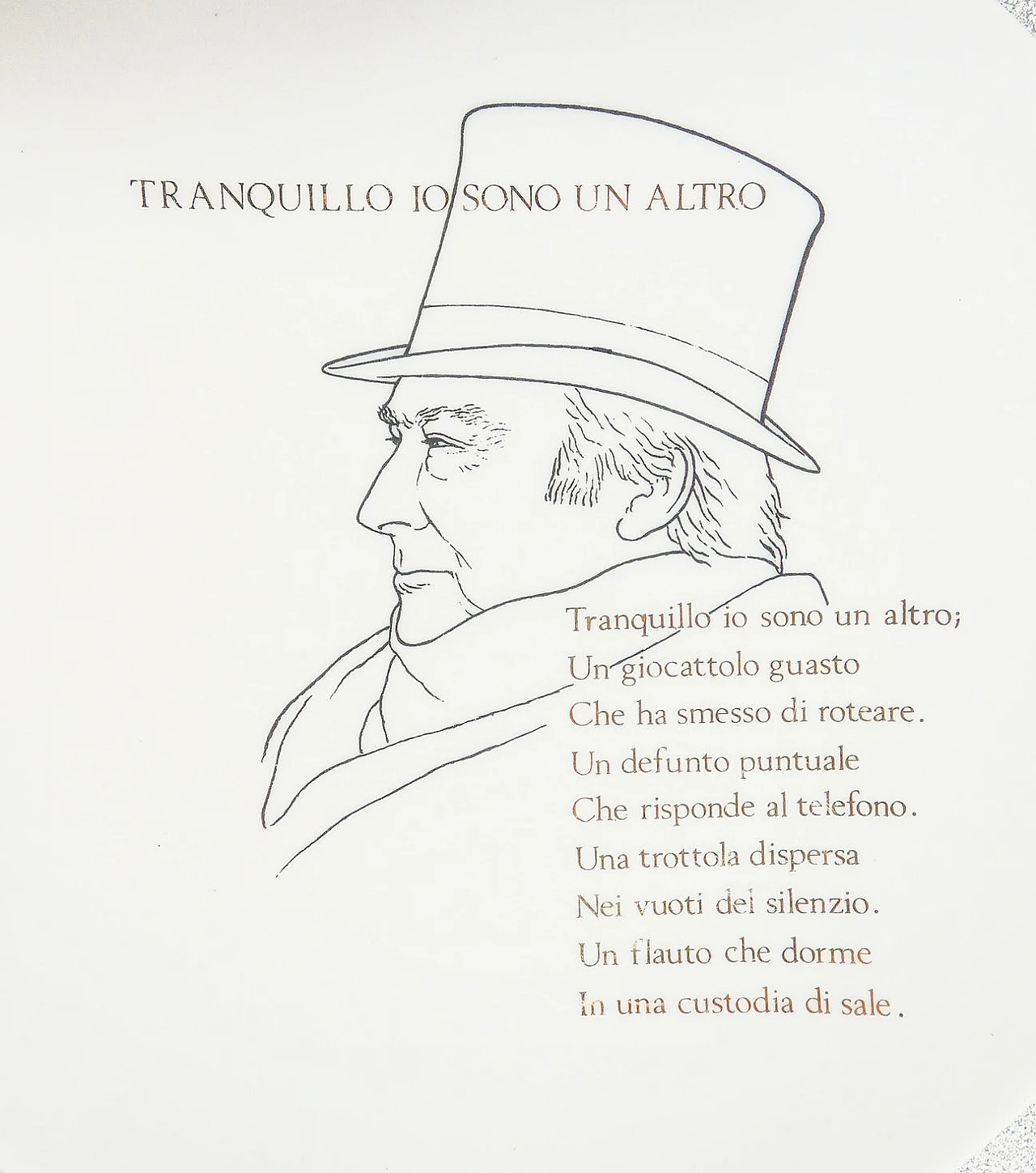 Piatto Tranquillo io sono un altro di Fornasetti, anni '60 2