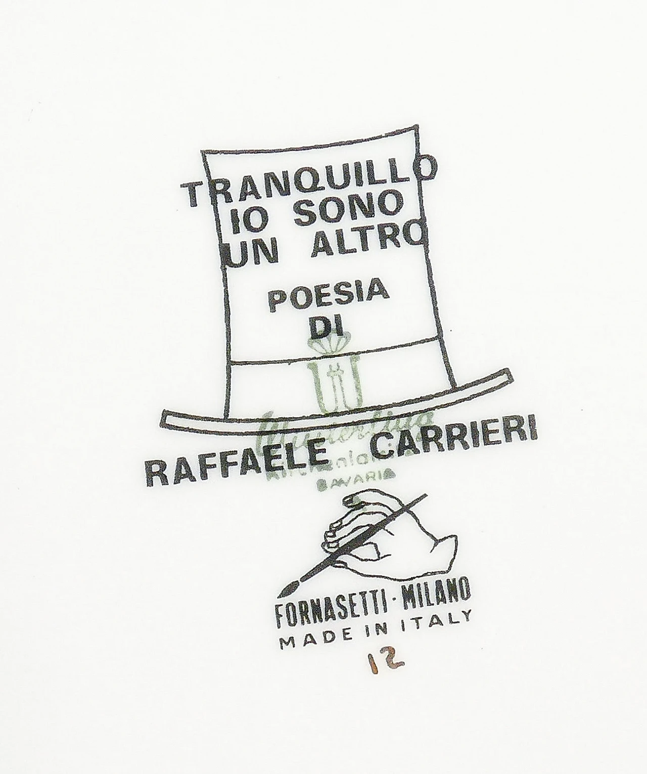 Piatto Tranquillo io sono un altro di Fornasetti, anni '60 5