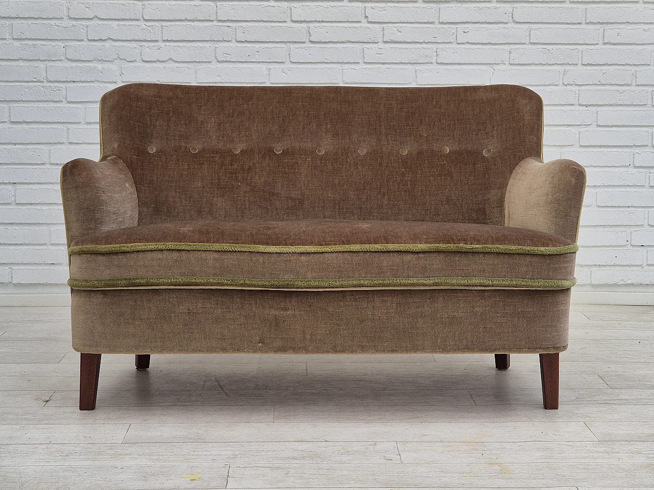 Danish two-seater velvet sofa, 1960s 1