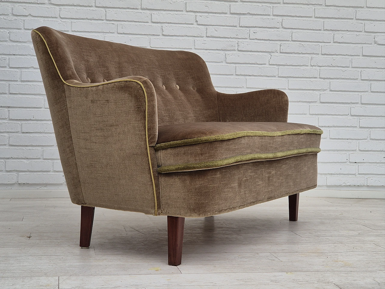 Danish two-seater velvet sofa, 1960s 4