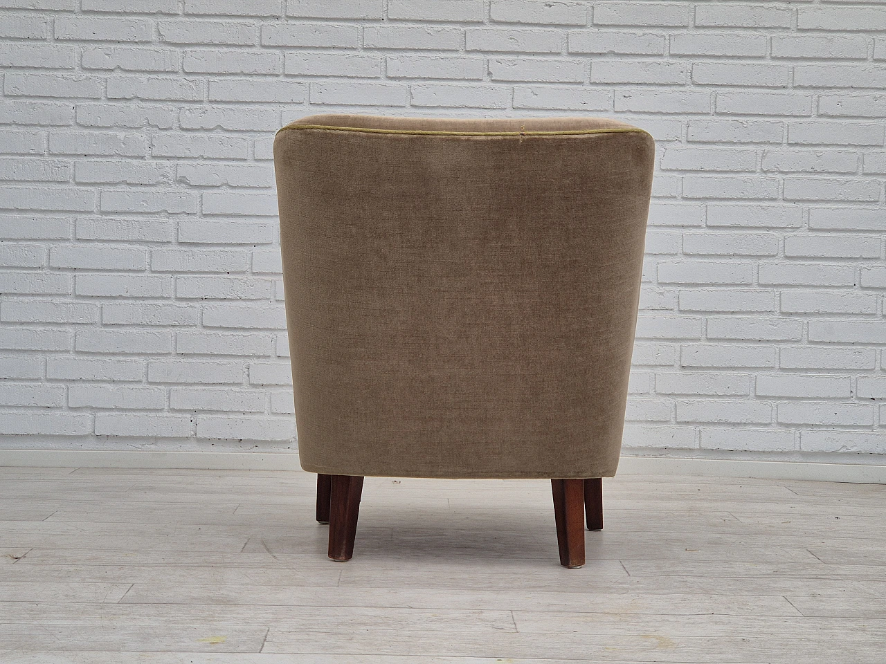 Danish velvet and beech armchair, 1960s 9