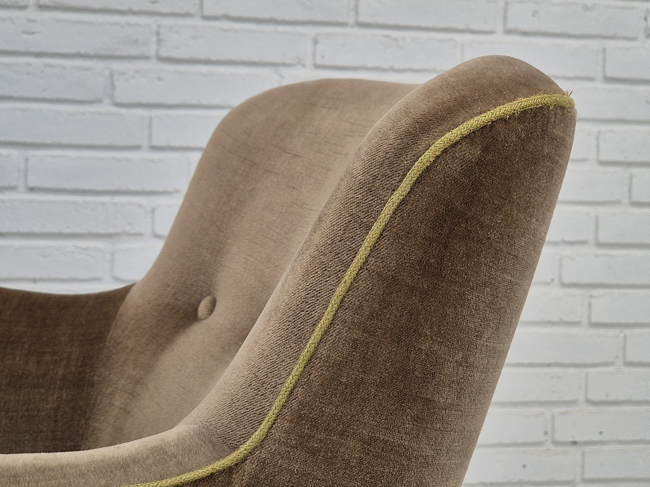 Danish velvet and beech armchair, 1960s 13