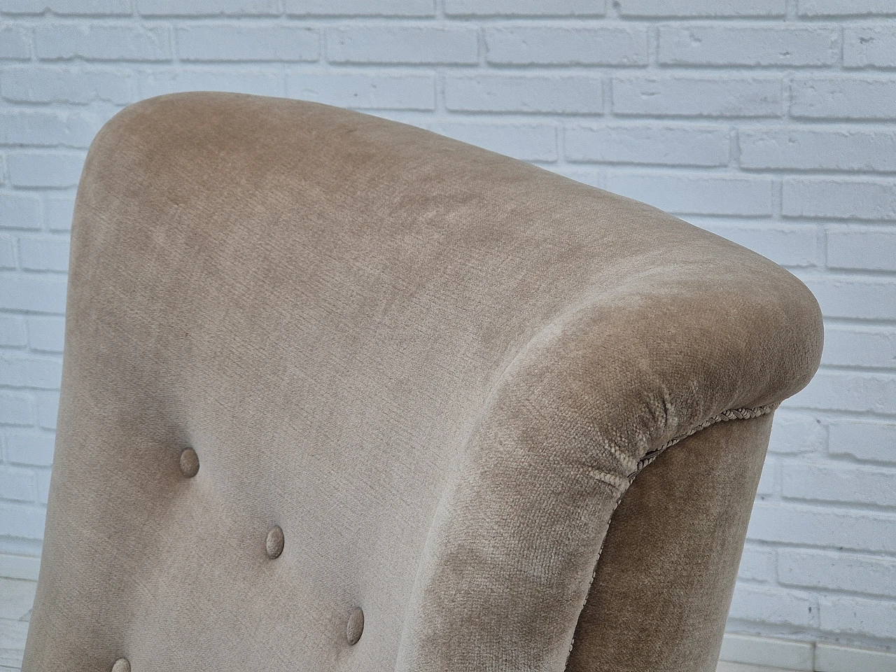 Danish high-back velvet armchair, 1970s 7