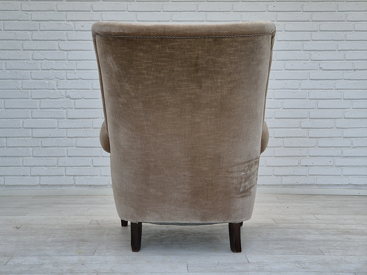 Danish high-back velvet armchair, 1970s 13