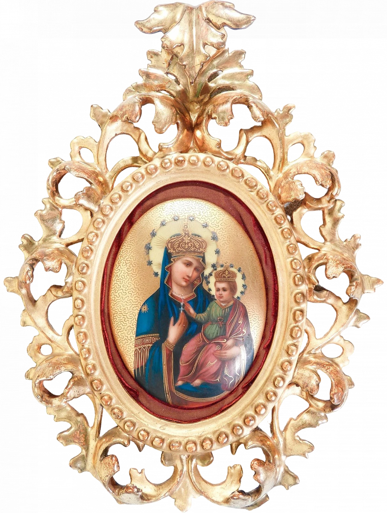 Madonna con Bambino, dipinto su ceramica, metà '800 16