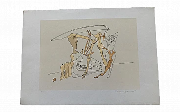 Marcel Jean, composizione surrealista, litografia a colori, anni '60