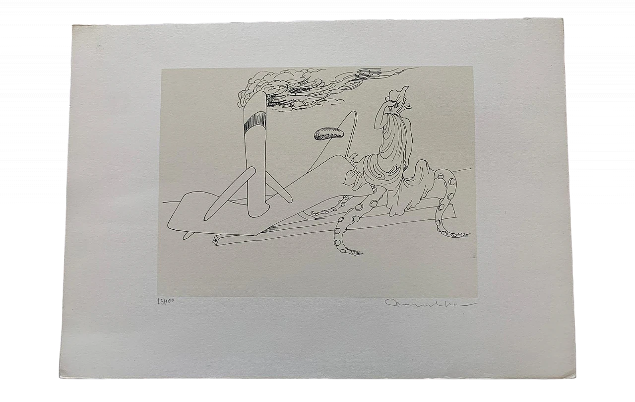 M. Jean, composizione surrealista 73/100, litografia, anni '60 5