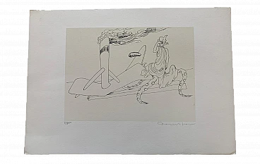 M. Jean, composizione surrealista 73/100, litografia, anni '60