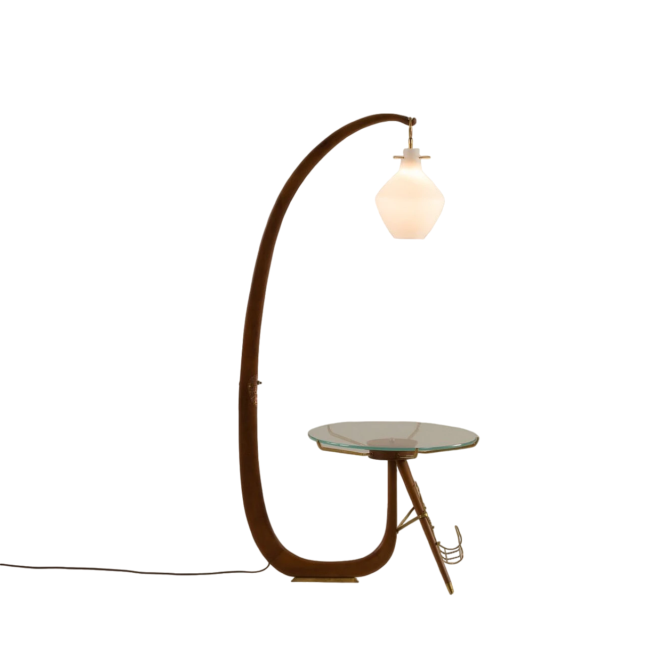 Walnut and brass lamp in the style of Carlo De Carli, 1950s 8