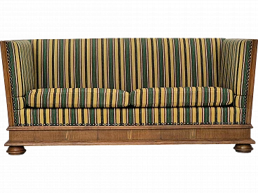 Danish wool and oak sofa with reclining armrests, 1960s