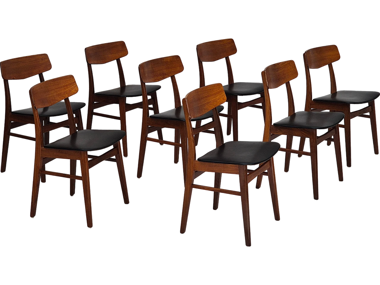 8 Chairs in teak and faux leather by Farstrup, 1970s 19