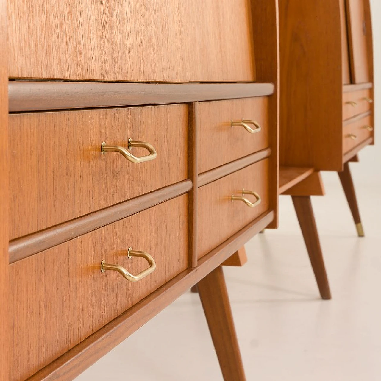 Scandinavian teak bookcase with five cabinets, 1960s 15