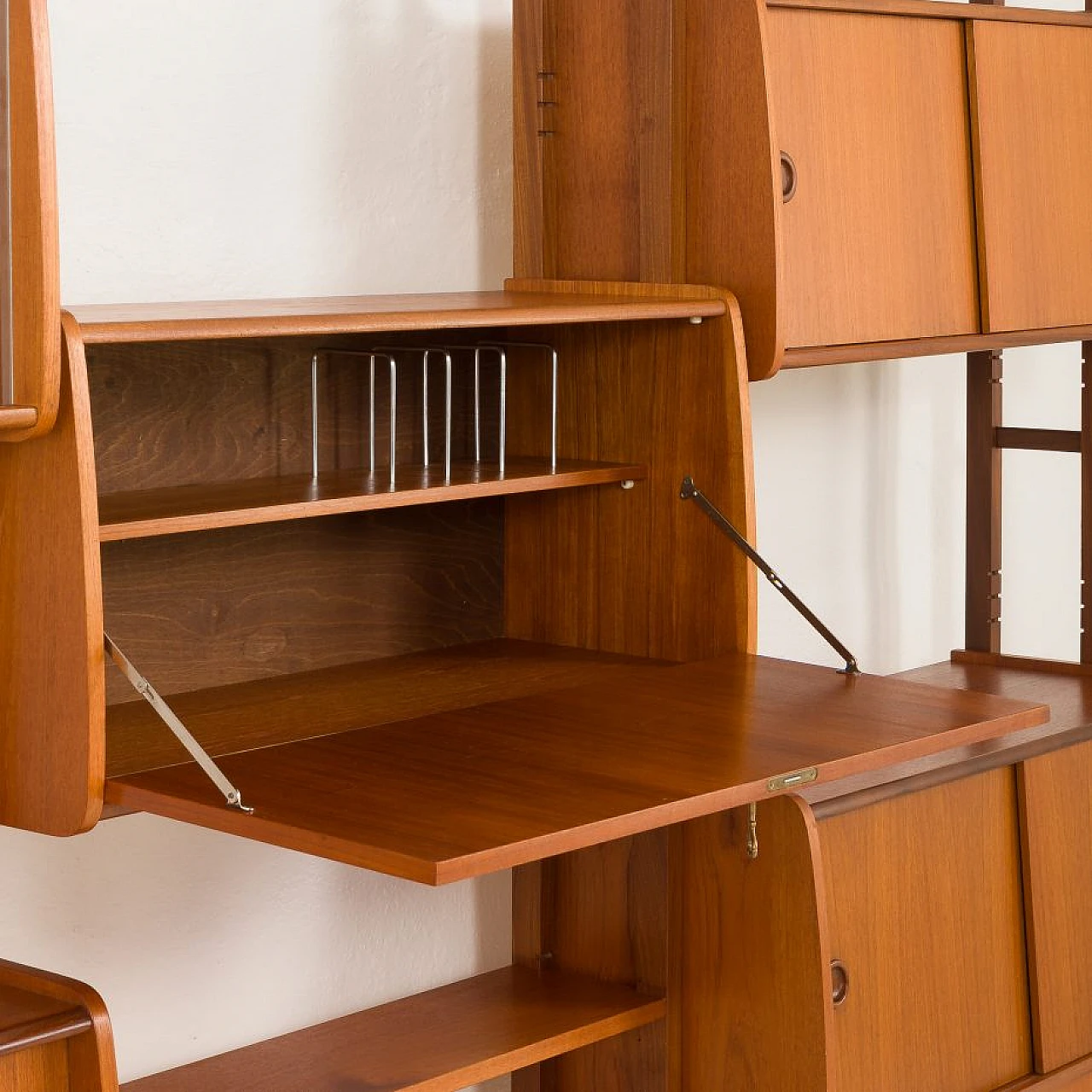 Scandinavian teak bookcase with five cabinets, 1960s 19