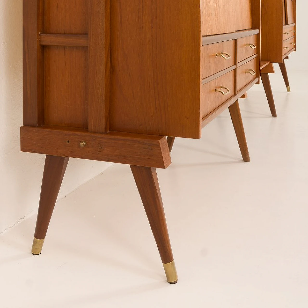 Scandinavian teak bookcase with five cabinets, 1960s 24