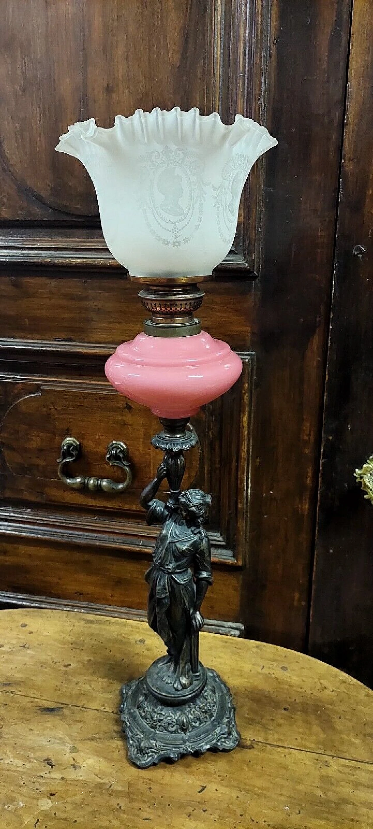 Antimony oil table lamp, 19th century 1