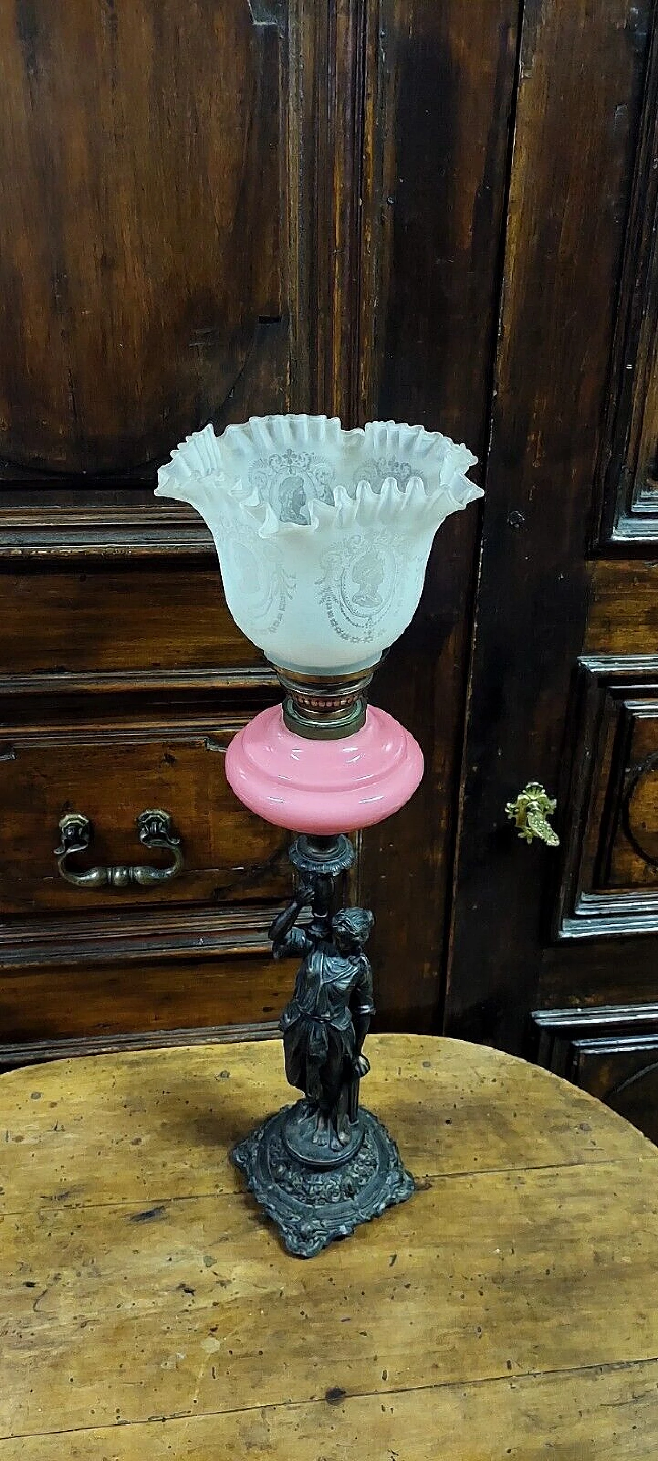 Antimony oil table lamp, 19th century 2