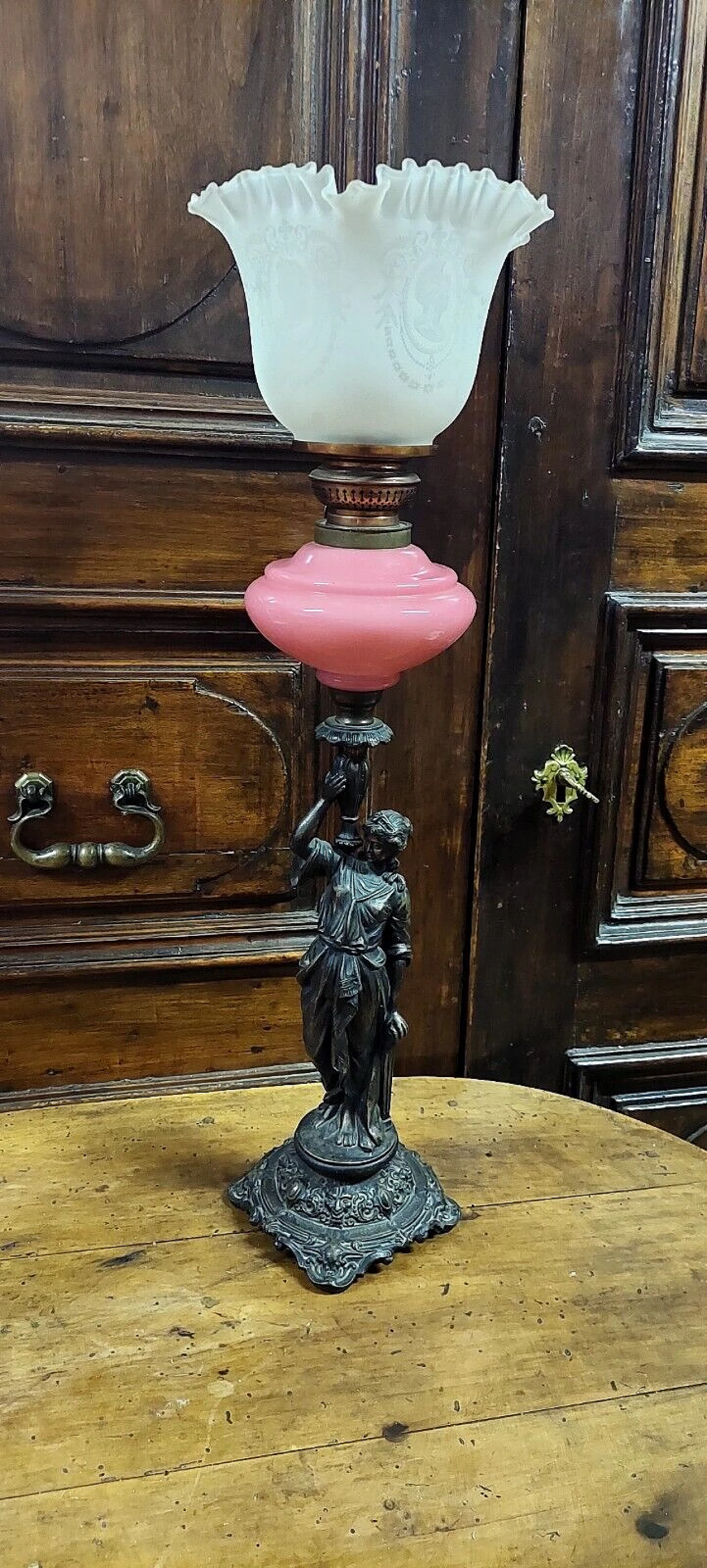 Antimony oil table lamp, 19th century 9