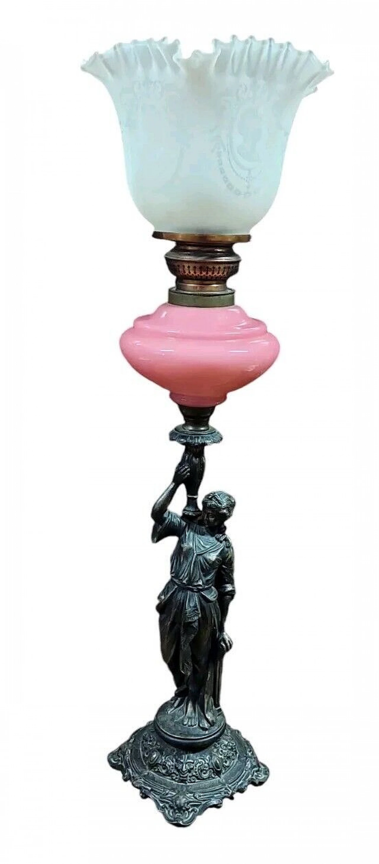 Antimony oil table lamp, 19th century 12